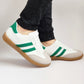 zapatillas samba style blanco verde horma pequeña diseño cómodo y ligero con suela de goma