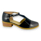 zapato eliza negro vista frontal con detalles en plata